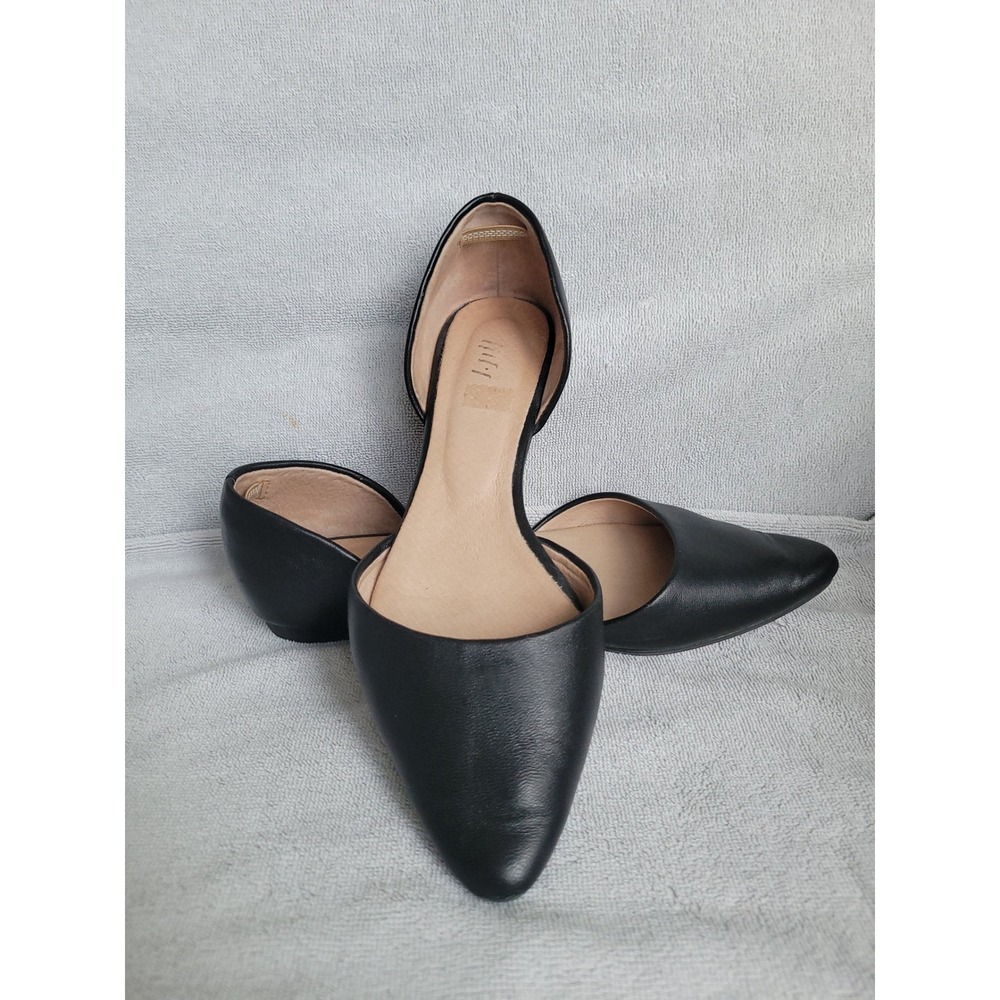 J. Jill Black Leather D'Orsay Pointed Toe Flats Shoes Womens Size 7.5